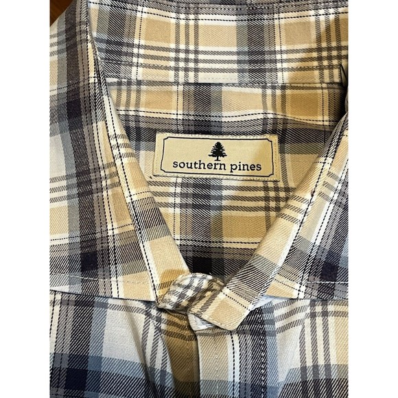 Southern Pines Long Sleeve Button Down Shirt Mens Large Cotton Spandex Plaid - Picture 4 of 5